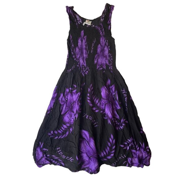 Unity Trading Women Dress ONE SIZE FITS ALL Purple Floral Sundress Hawaiian - Picture 1 of 8